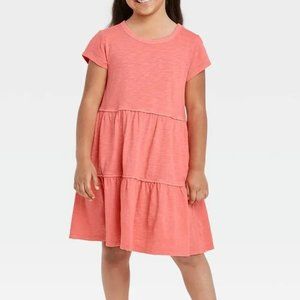Girls' Tiered Knit Dress - Cat & Jack Coral S